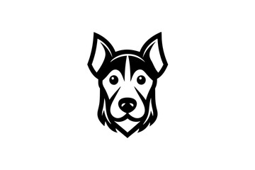 Minimalist dog logo icon design silhouette vector art illustration
