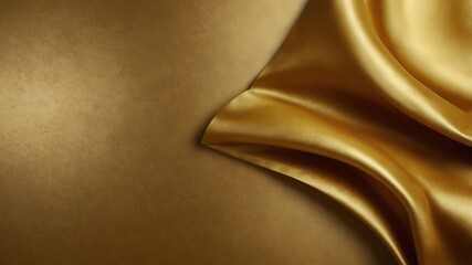 A close-up of luxurious gold fabric draped elegantly, creating a rich and opulent background with a smooth, shiny texture.
