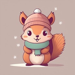 Obraz premium マフラーをしたリス