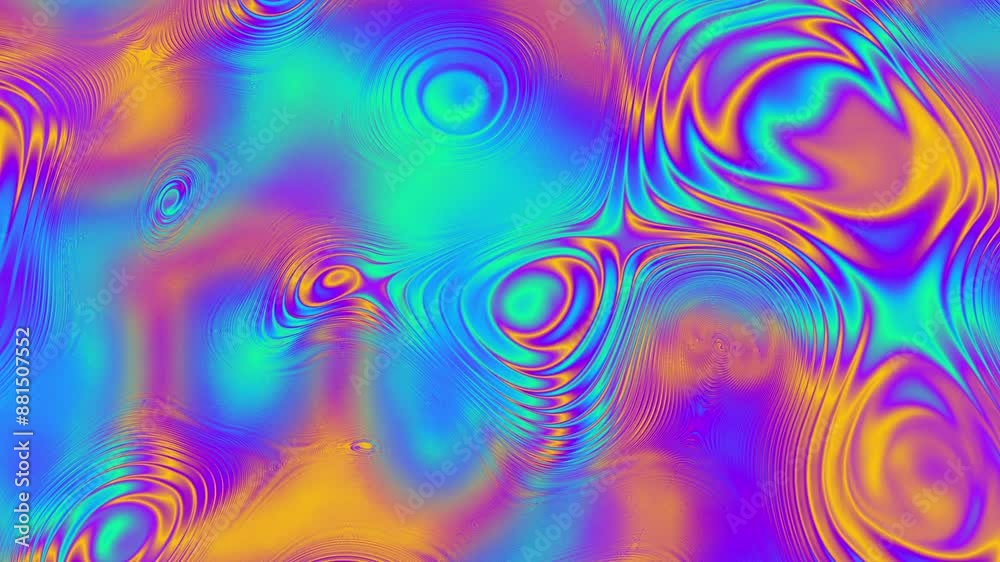 Poster abstract colorful background - metallic undulating liquid reflecting vibrant surface. 4k looped vide