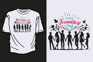 happy friendship day t shirt vector illustration