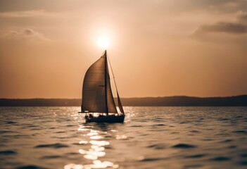 and sailing water nature generative sun sea ocean yacht horizon boat sailboat sunrise ai sunset setting sail
