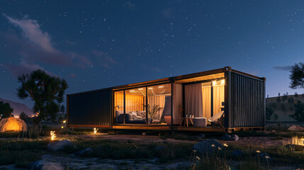 Interior of House with Creative Lighting Setup, Modern Decoration Concept