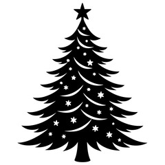 Christmas tree icon silhouette vector art illustration