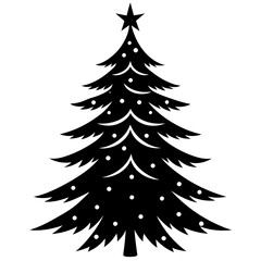 Obraz premium Christmas tree icon silhouette vector art illustration