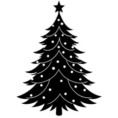 Obraz premium Christmas tree icon silhouette vector art illustration