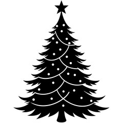Christmas tree icon silhouette vector art illustration