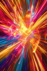 Vibrant Abstract Light Streaks in Motion Creating a Dynamic and Colorful Background