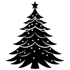 Christmas tree icon silhouette vector art illustration