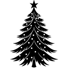 Obraz premium Christmas tree icon silhouette vector art illustration