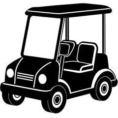 Golf cart front view icon silhouette vector art illustration design