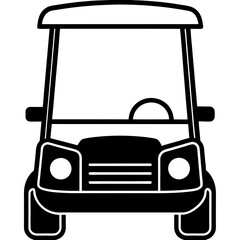 Golf cart front view icon silhouette vector art illustration design