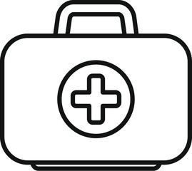 Simple black outline icon of a medical kit, symbolizing healthcare and first aid preparedness