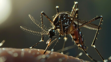 Fototapeta premium Aedes Aegypti mosquitoes suck human blood