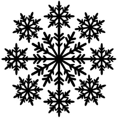 Snowflakes Nice element for Christmas banner, cards. New year ornament silhouette vector art illustration