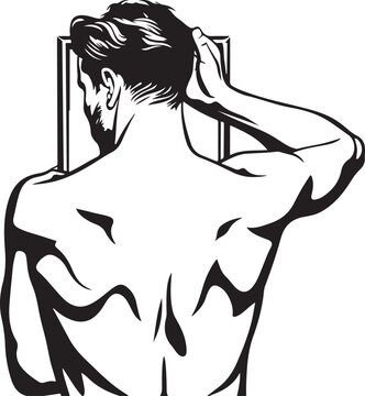 recommend clip art: man combing hair