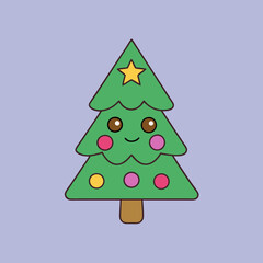 Christmas tree vector art illustration