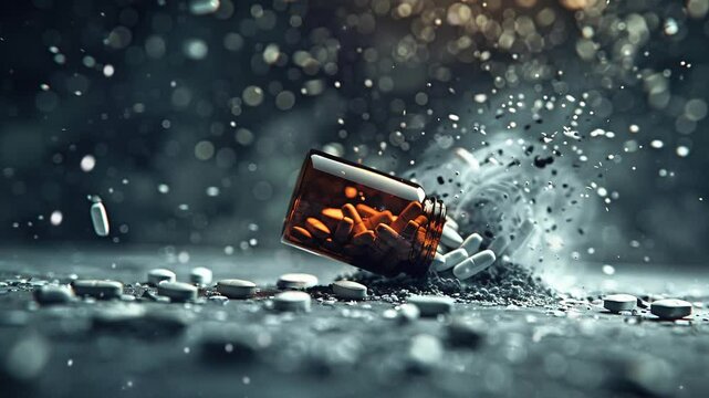 dropped pills from tube in the ground, international overdose awareness day concept 