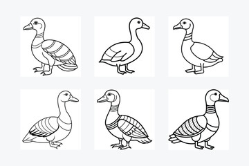 Egyptian Goose sits icon vector, Duck Editable Stroke Vector Line Icon, Goose Editable Stroke Vector Line Icon, 