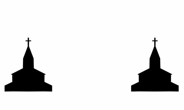 two silhouettes of churches with empty areas, suitable for orthodox Christmas events