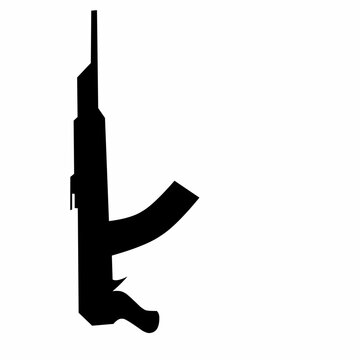 recommend clip art: machine gun silhouette, on white background