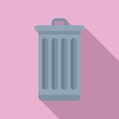 This icon of a metal trash can represents the concepts of waste disposal, recycling, and environmental responsibility