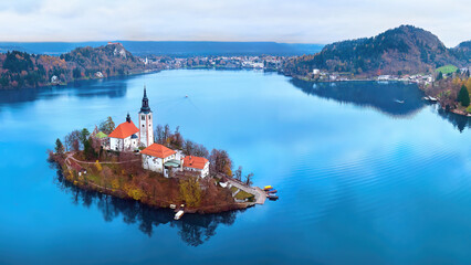 Lake Bled on a beautiful peaceful Day