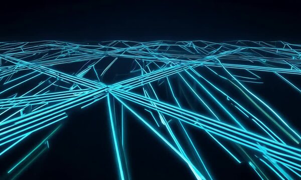 Futuristic Blue Framework: 3D Structural Design for Architectural Visualization and Tech Exhibits