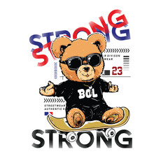 STRONG BEAR SKATE cartoon vector illustration for t shirt printing