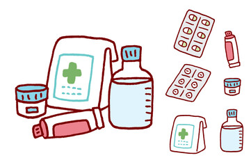 薬局などで使えそうなかわいいの薬の素材