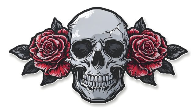 Intricate Skull and Rose Graphic Design for Goth Inspired Merchandise