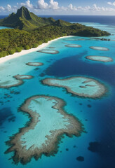 Obraz premium tropical island with glowing lagoons