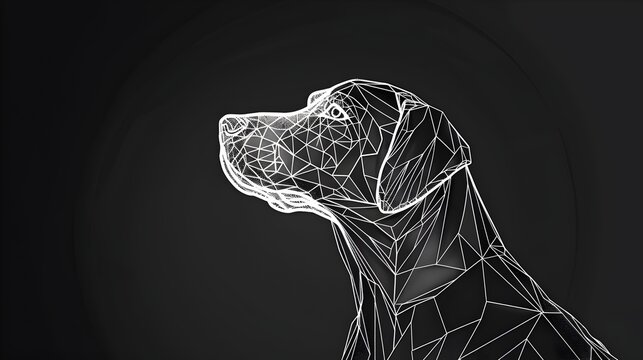 Minimalist One Line 3D Render of a Dog Abstract Graphic