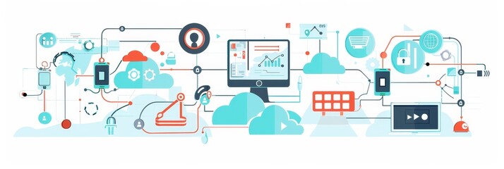 Connected World: A Visual Representation of the Internet of Things and its Interconnected Systems - A visually engaging illustration depicting the interconnected nature of modern technology, featuring