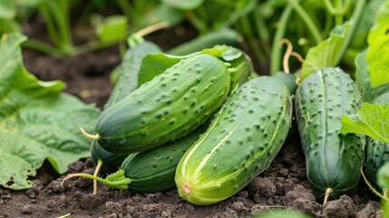 Obraz premium Cultivating and harvesting homegrown cucumbers with focused selection for food