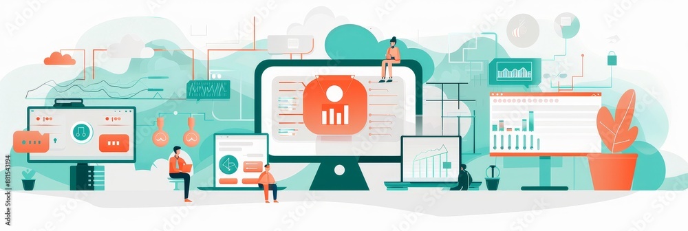 Poster data analytics and visualization for business growth - illustration depicting data analytics and vis