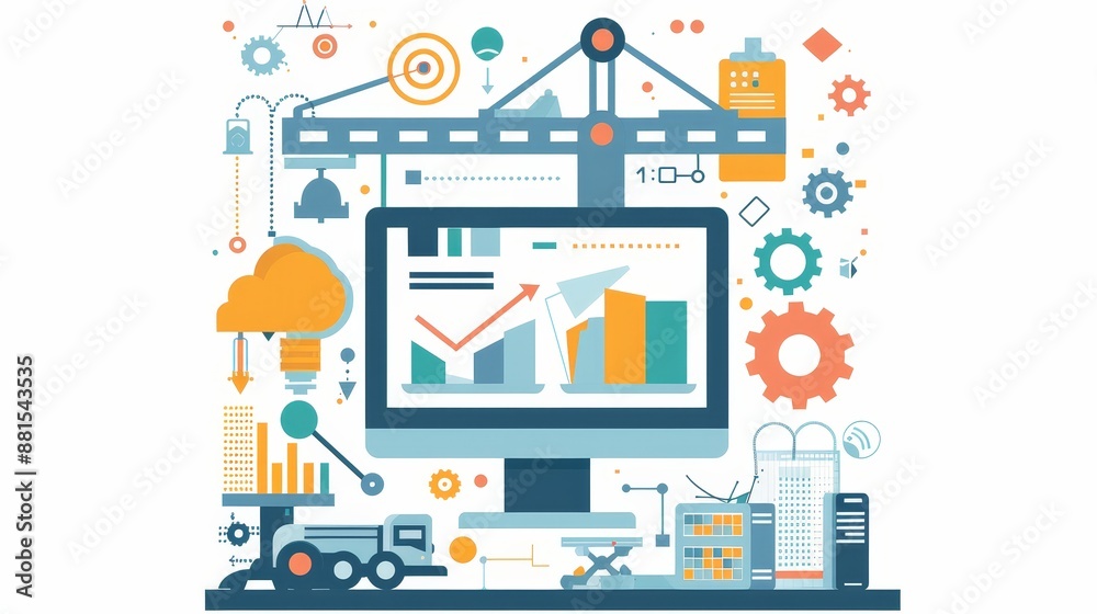Poster digital transformation and growth - a conceptual illustration showcasing the concept of digital tran