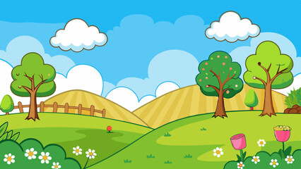 spring landscape background simple vector illust