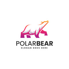 Vector Logo Illustration Polar Bear Gradient Colorful Style