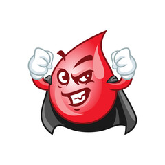 angry hero red blood drop mascot character.
