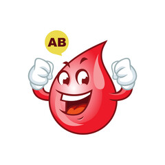 red blood drop mascot character type AB.