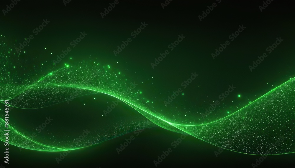 Canvas Prints digital light light green particles wave and light abstract background with shining dots stars.171