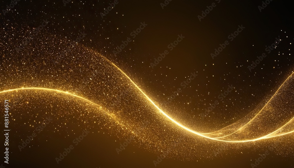 Wall mural digital gold particles wave and light abstract background with shining dots and stars. abstract wall