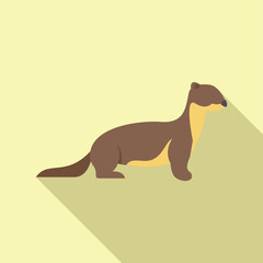 Minimalist illustration of a brown otter standing on four legs on a yellow background