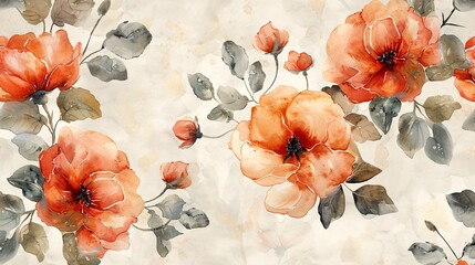 elegant floral textile design in watercolor, featuring a seamless raster pattern that enhances fabric and wallpaper aesthetics.