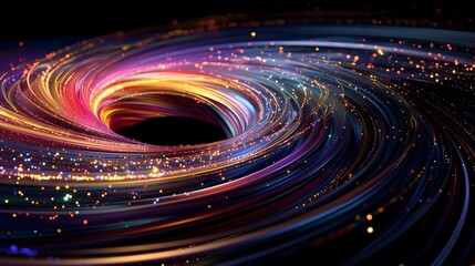 Colorful Abstract Vortex with Glowing Particles and Light Trails