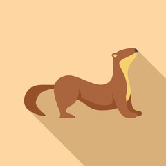 Stylized otter is standing and looking up, with a long shadow behind it