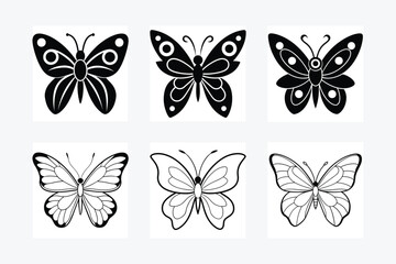 Butterfly Silhouette in Mariposa vector format only Black, Beautiful black and white butterfly isolated vector image