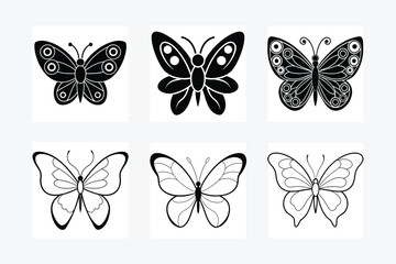 Butterfly Silhouette in Mariposa vector format only Black, Beautiful black and white butterfly isolated vector image