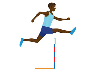 ハードル競技している男性ランナーのイラストです。
